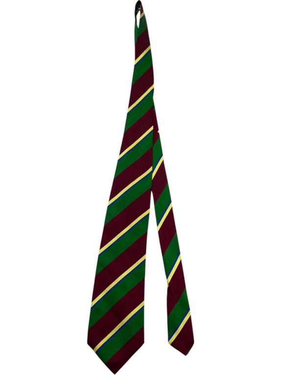 OLIVER TIE CLASSIC STRIPED BURGUNDY GREEN MENS PRE OWNED