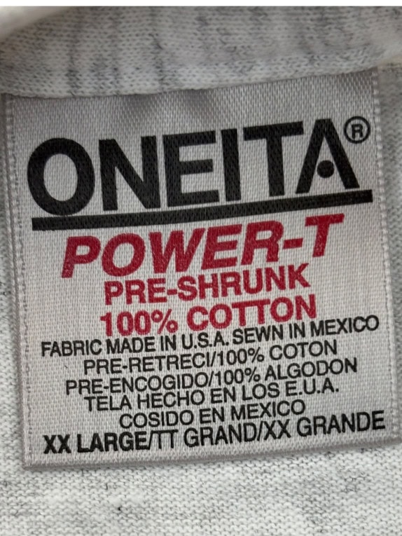 ONEITA MAGLIETTA GRAFICA VINTAGE COLLEGIATE GRIGIO UNISEX PRE OWNED XXL
