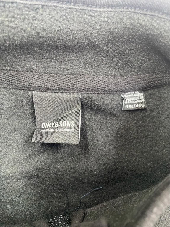 ONLY & SONS FLEECE HALF-ZIP SWEATSHIRT CASUAL BLACK MEN'S 4XL