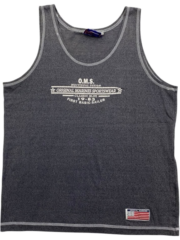 ORIGINAL MARINES TANK TOP VINTAGE STYLE LOGO GREY MEN'S M