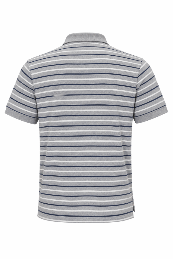 BROOKS BROTHERS POLO SHIRT STRIPED GREY BLUE ANTRIKO PRE OWNED L