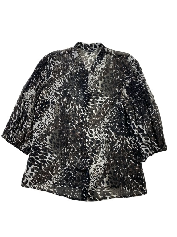 OVS Business Women's Sheer Animal Print Blouse Brown IT L-XL