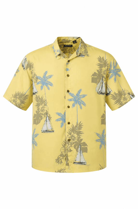 CAMICIA HAWAIIANA RETRO GIALLO UOMO PRE OWNED L