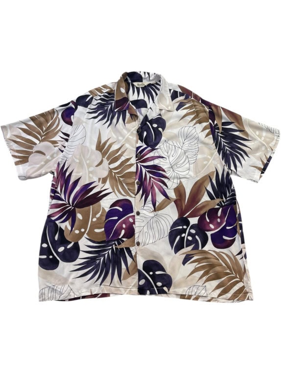 PARADISE BAY SHIRT FLORAL WHITE PURPLE MEN PRE OWNED XL
