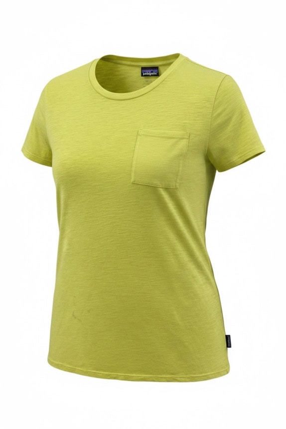 PATAGONIA T SHIRT CON TASCHINO MINIMAL VERDE LIME DONNA PRE OWNED