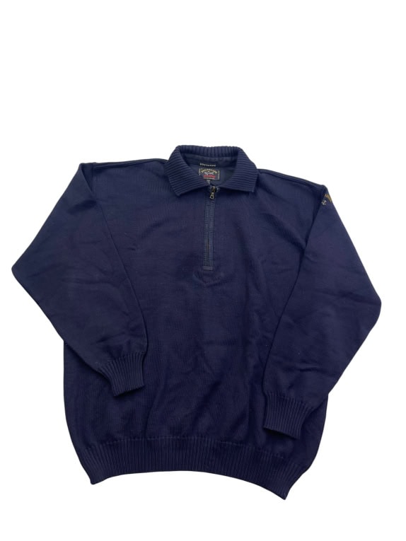PAUL & SHARK ΠΛΕΚΤΗ ΜΠΛΟΥΖΑ ΜΕ ΦΕΡΜΟΥΑΡ 1/4 ΣΚΟΥΡΟ ΜΠΛΕ UNISEX XXL