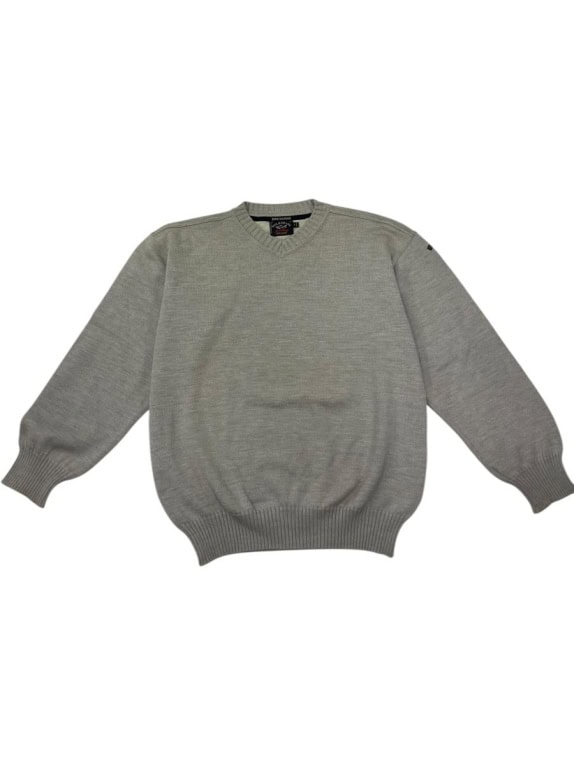 PAUL & SHARK ΠΛΕΚΤΟ ΠΟΥΛΟΒΕΡ V-NECK ΓΚΡΙ/ΜΠΕΖ (GREY/BEIGE) - M
