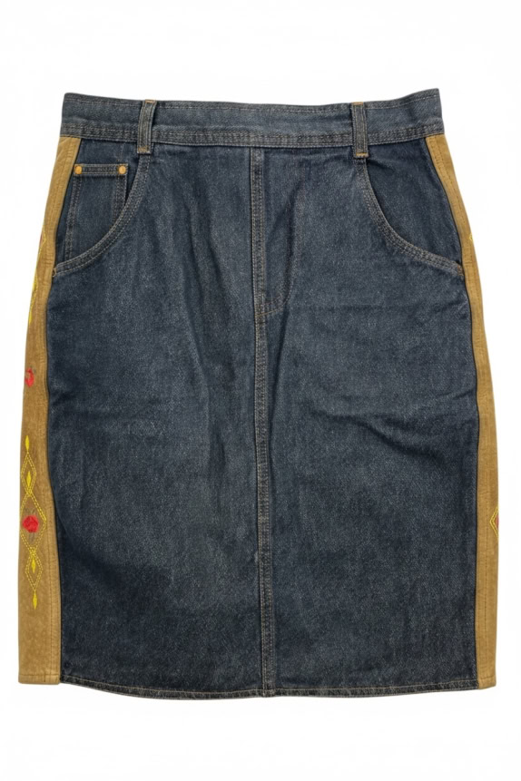 PENNYBLACK JEANS Gonna denim anni \'90 con dettagli ricamati blu da donna M