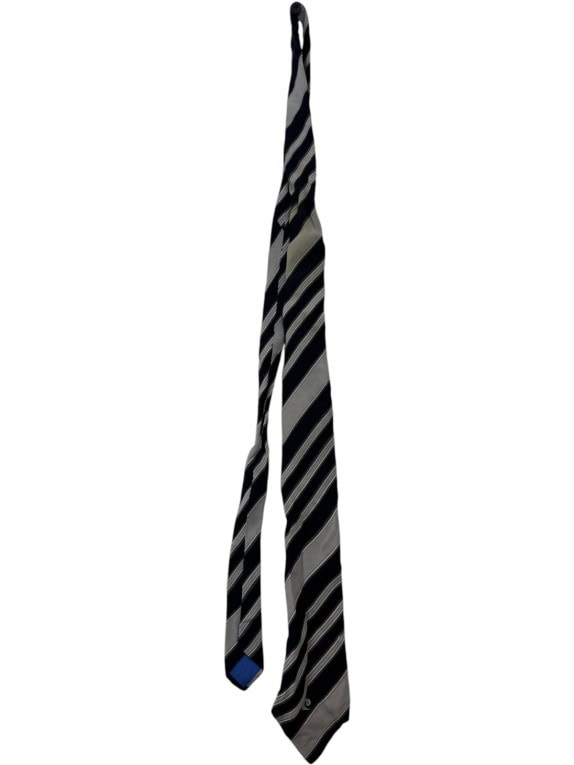 PIERRE CARDIN TIE CLASSIC STRIPED NAVY GREY MENS PRE OWNED