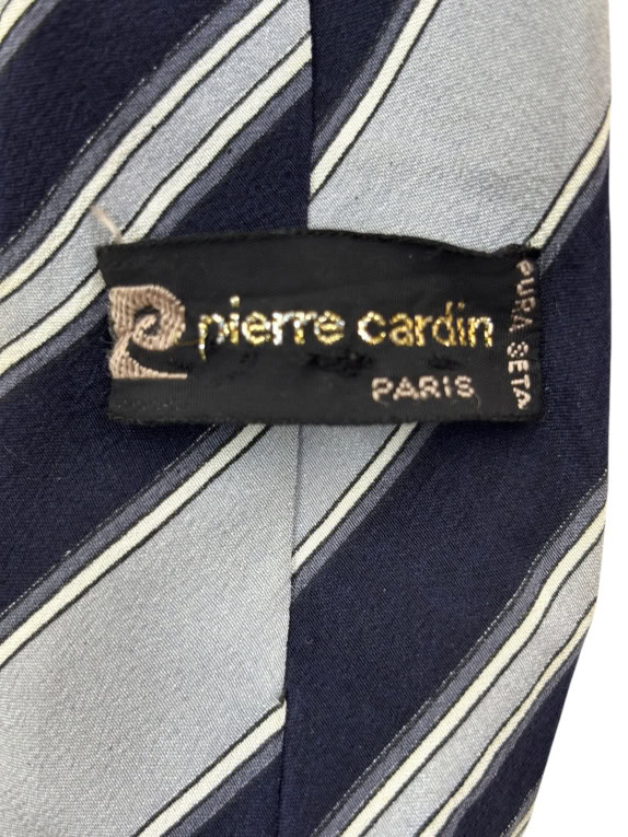 PIERRE CARDIN ΓΡΑΒΑΤΑ ΚΛΑΣΙΚΗ ΡΙΓΕ NAVY ΓΚΡΙ ΑΝΤΡΙΚΟ PRE OWNED