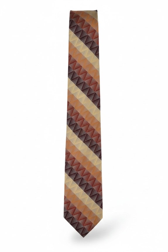 PIERRE CARDIN TIE RETRO GEOMETRIC BROWN BEIGE MENS PRE OWNED