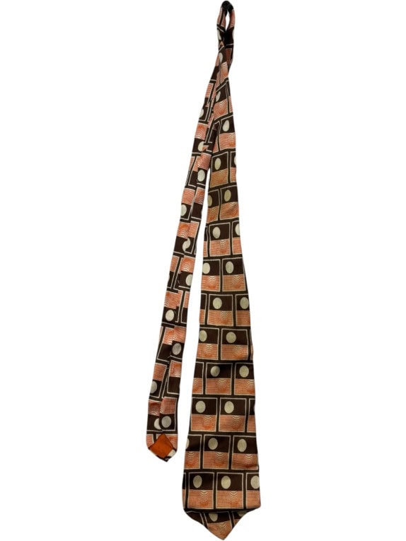 PIERRE CARDIN ΓΡΑΒΑΤΑ VINTAGE RETRO ΚΑΦΕ ΠΟΡΤΟΚΑΛΙ ΑΝΤΡΙΚΟ PRE OWNED