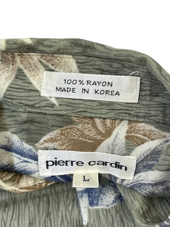 PIERRE CARDIN ΚΟΝΤΟΜΑΝΙΚΟ ΠΟΥΚΑΜΙΣΟ RETRO FLORAL OLIVE ΑΝΤΡΙΚΟ PRE OWNED L