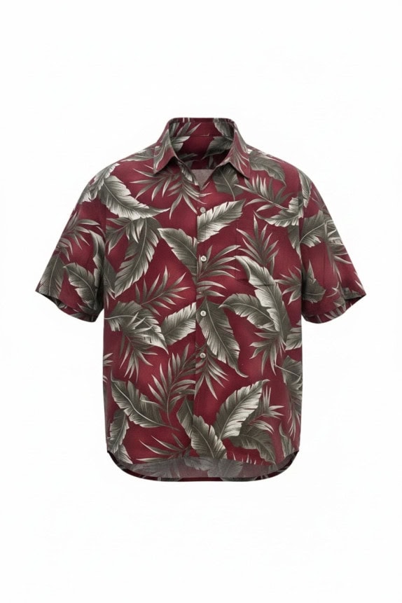PIERRE CARDIN SHORT SLEEVE SHIRT TROPICAL BURGUNDY MENS PRE OWNED XL