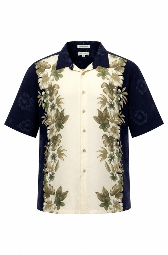 PIERRE CARDIN ΠΟΥΚΑΜΙΣΟ HAWAIIAN NAVY ΚΑΙ ΚΡΕΜ ΑΝΤΡΙΚΟ PRE OWNED XL