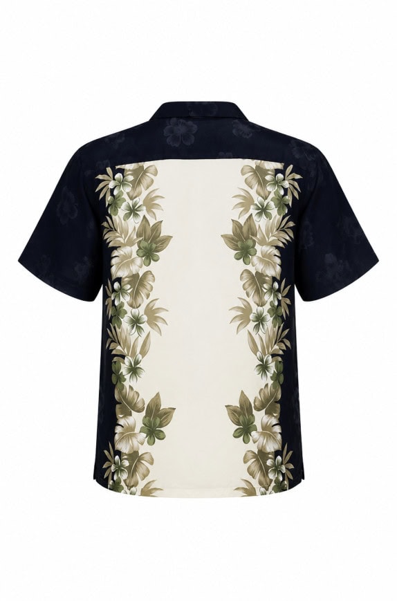 PIERRE CARDIN HAWAIIAN SHIRT NAVY AND CREAM MENS PRE OWNED XL