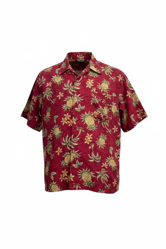 PIERRE CARDIN CAMICIA HAWAIIAN RETRO ROSSO UOMO PRE OWNED L