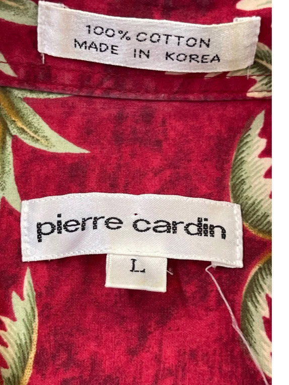 PIERRE CARDIN CAMICIA HAWAIIAN RETRO ROSSO UOMO PRE OWNED L
