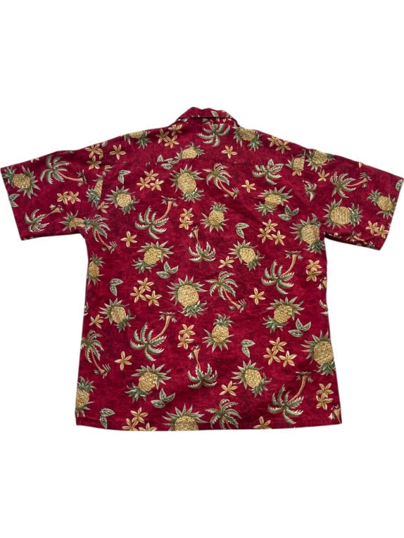 PIERRE CARDIN CAMICIA HAWAIIAN RETRO ROSSO UOMO PRE OWNED L