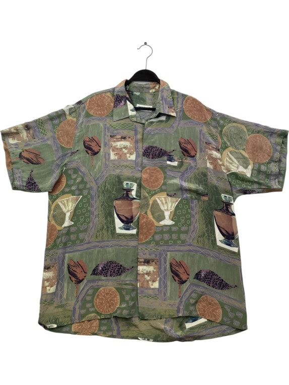 PIERRE CARDIN SHIRT VINTAGE GRAPHIC GREEN MEN PRE OWNED XL