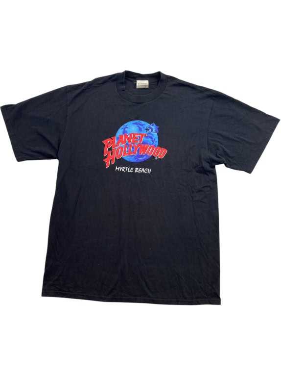 PLANET HOLLYWOOD T-SHIRT 90s MYRTLE BEACH LOGO ΜΑΥΡΟ UNISEX XL