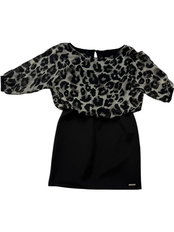 Plasmenco Φόρεμα Casual Animal Print Logo Μαύρο Γυναικείο