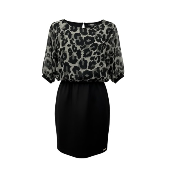 Plasmenco Φόρεμα Casual Animal Print Logo Μαύρο Γυναικείο