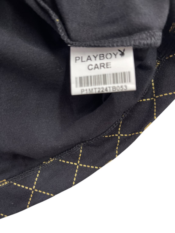 PLAYBOY T-SHIRT BIG LOGO MONOGRAM ΜΑΥΡΟ UNISEX L