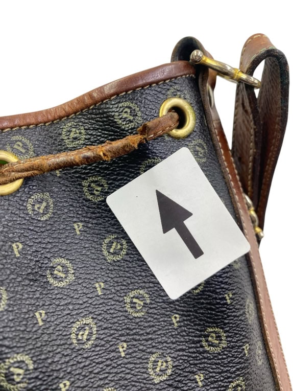 POLLINI BUCKET BAG MONOGRAM LOGO BROWN/BLACK