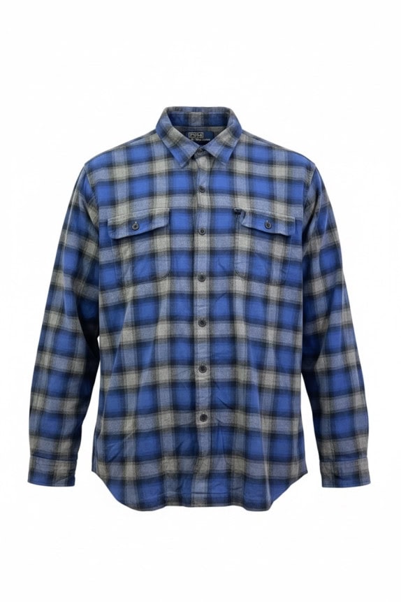 POLO BY RALPH LAUREN CAMICIA IN FLANELLA WORKWEAR BLU GRIGIO UOMO PRE OWNED XL