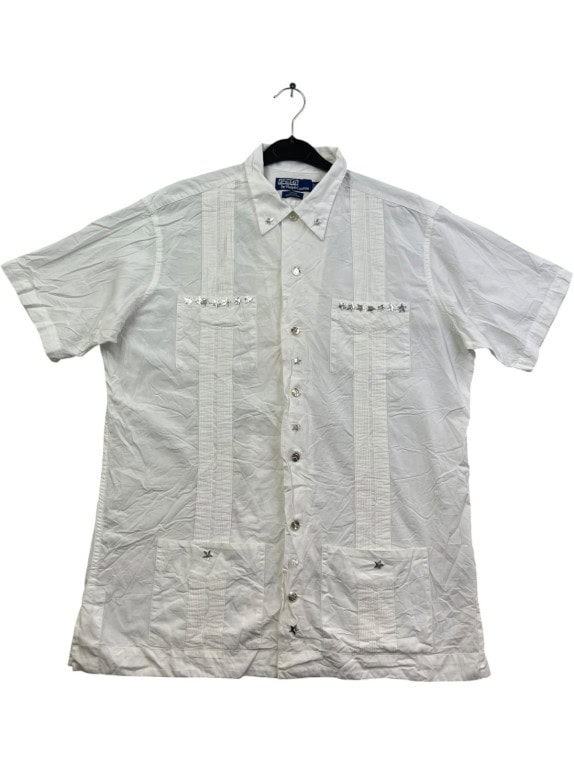 POLO BY RALPH LAUREN ΚΟΝΤΟΜΑΝΙΚΟ ΠΟΥΚΑΜΙΣΟ ΚΕΝΤΗΜΕΝΟ ΛΕΥΚΟ ΑΝΤΡΙΚΟ PRE OWNED M