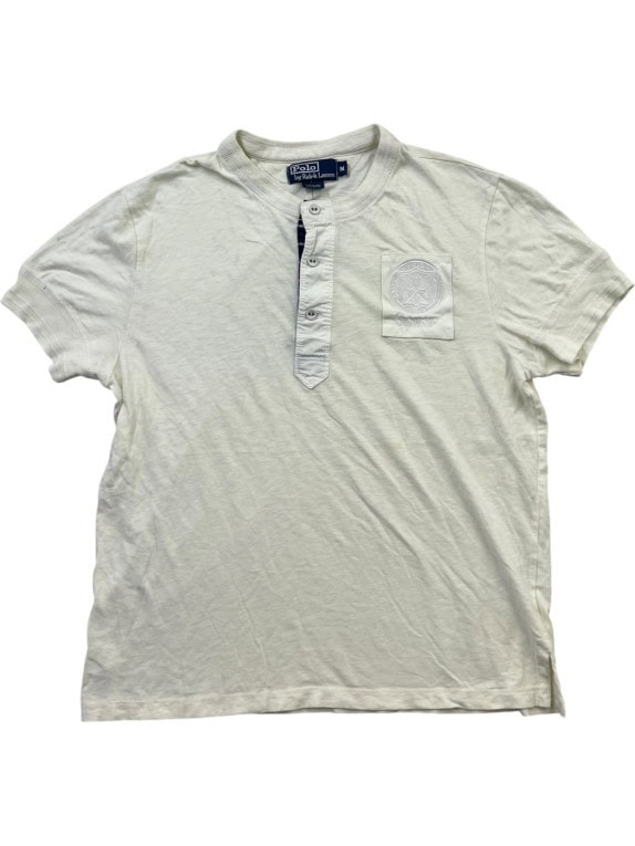 POLO BY RALPH LAUREN T SHIRT HENLEY MINIMAL OFF WHITE UOMO PRE OWNED M