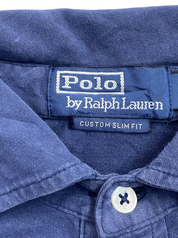POLO BY RALPH LAUREN polo a maniche lunghe Custom Slim Fit con logo blu unisex M preowned