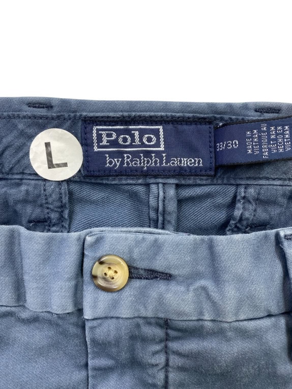 POLO BY RALPH LAUREN PANTALONI CHINO MINIMAL WASHED BLUE UOMO PRE OWNED L