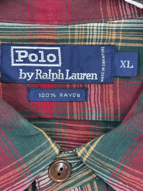 POLO BY RALPH LAUREN ΠΟΥΚΑΜΙΣΟ CLASSIC ΚΑΡΟ ΚΟΚΚΙΝΟ ΠΡΑΣΙΝΟ ΑΝΤΡΙΚΟ PRE OWNED XL