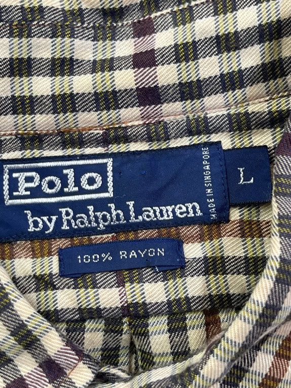 POLO BY RALPH LAUREN CAMICIA A QUADRI BEIGE UOMO PRE OWNED L