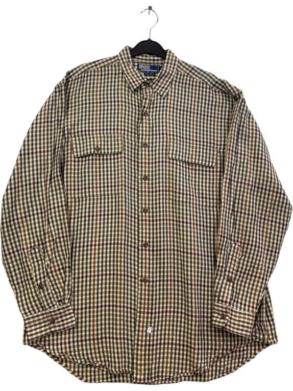POLO BY RALPH LAUREN CAMICIA A QUADRI BEIGE UOMO PRE OWNED L