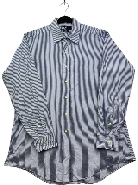 POLO BY RALPH LAUREN CAMICIA A RIGHE VINTAGE BLU/BIANCO UNISEX L usato