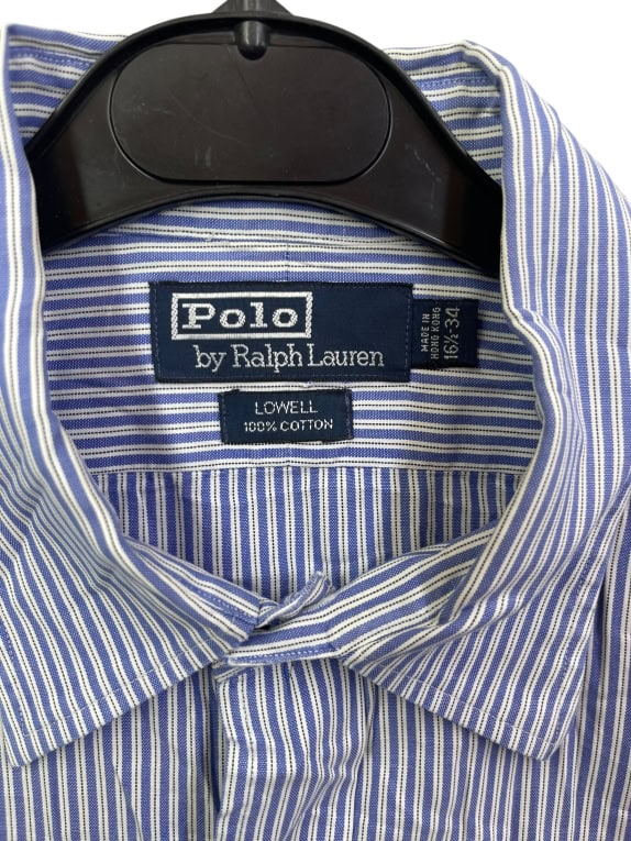 POLO BY RALPH LAUREN CAMICIA A RIGHE VINTAGE BLU/BIANCO UNISEX L usato