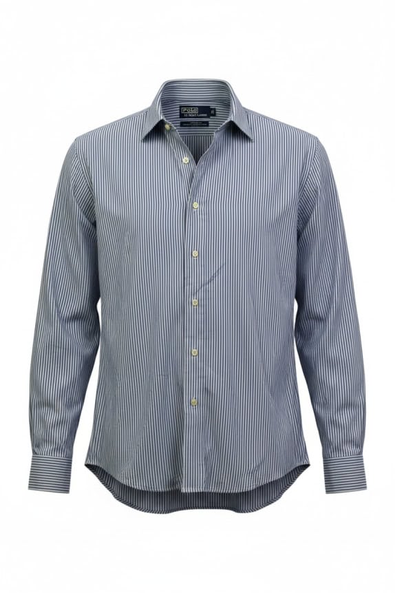 POLO BY RALPH LAUREN STRIPED SHIRT VINTAGE BLUE/WHITE UNISEX L pre-owned