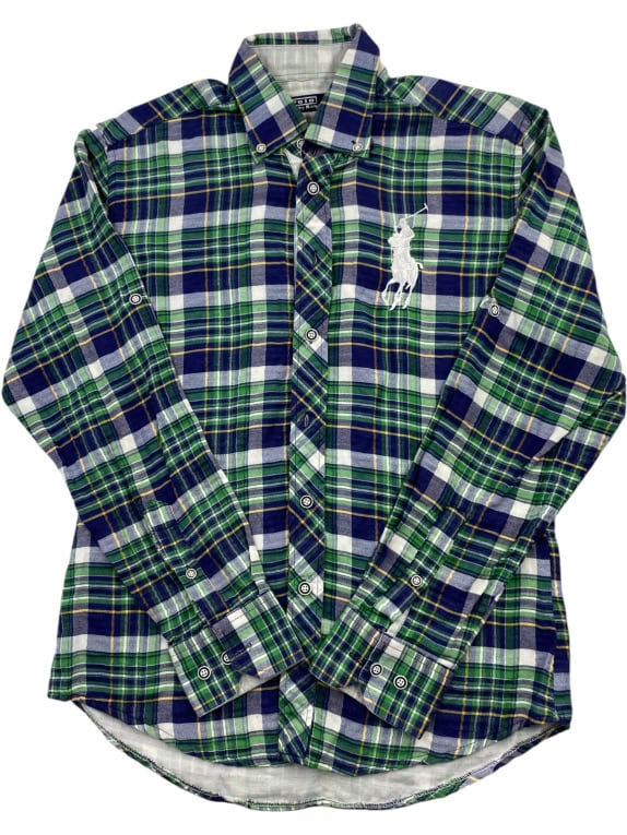 POLO BY RALPH LAUREN ΠΟΥΚΑΜΙΣΟ VINTAGE CHECK BIG LOGO ΠΡΑΣΙΝΟ/ΜΠΛΕ ΑΝΔΡΙΚΟ L