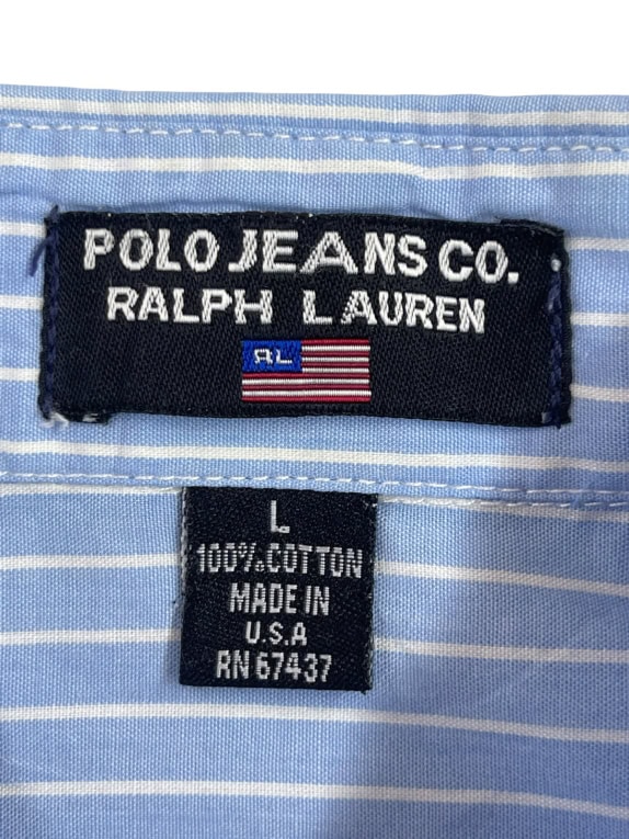 POLO JEANS CO RALPH LAUREN ΚΟΝΤΟΜΑΝΙΚΟ ΠΟΥΚΑΜΙΣΟ CLASSIC ΓΑΛΑΖΙΟ ΑΝΤΡΙΚΟ PRE OWNED L