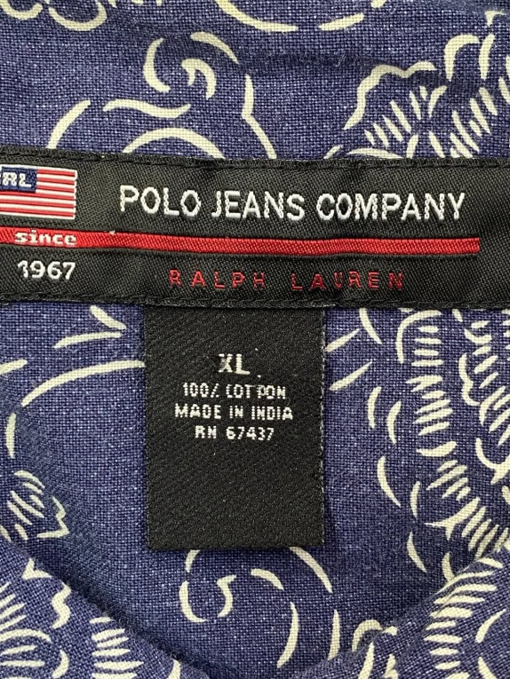 POLO JEANS COMPANY RALPH LAUREN ΚΟΝΤΟΜΑΝΙΚΟ ΠΟΥΚΑΜΙΣΟ ΦΛΟΡΑΛ NAVY ΑΝΤΡΙΚΟ PRE OWNED XL