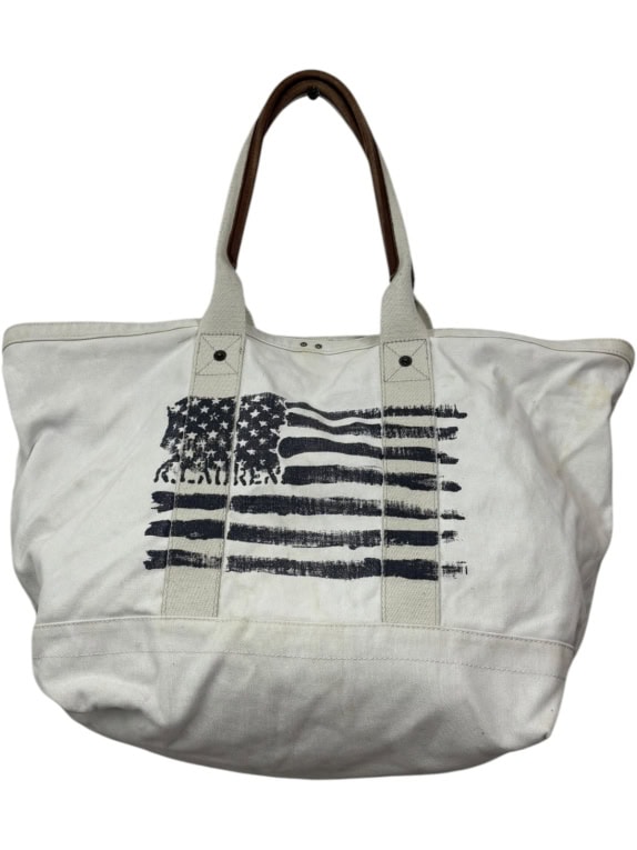 POLO JEANS COMPANY TOTE BAG VINTAGE OFF WHITE UNISEX PRE OWNED