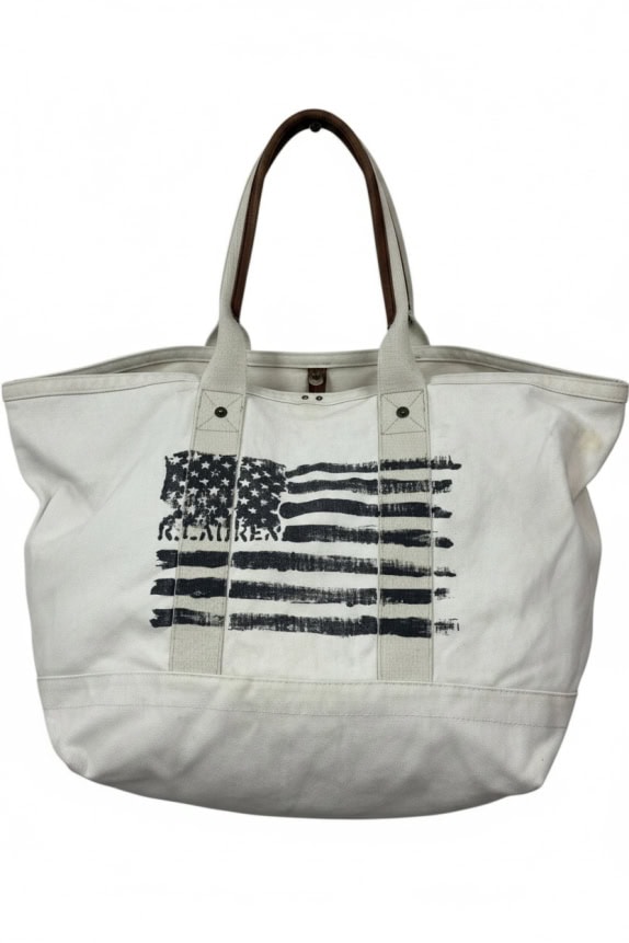 POLO JEANS COMPANY TOTE BAG VINTAGE OFF WHITE UNISEX PRE OWNED