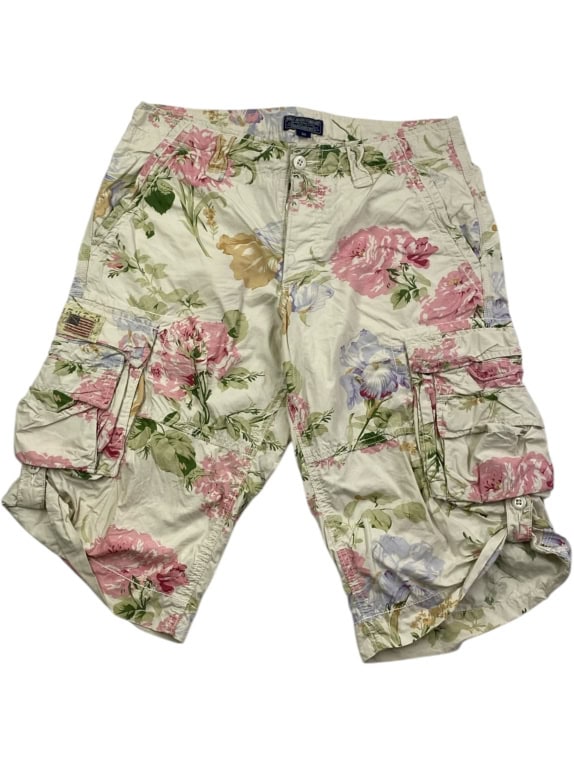 POLO JEANS COMPANY VINTAGE bermuda cargo con motivo floreale beige da uomo S