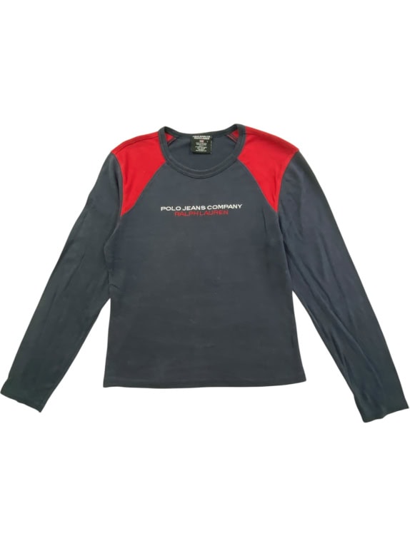 Polo Jeans Ralph Lauren T-shirt a maniche lunghe bicolore Nero-Rosso L