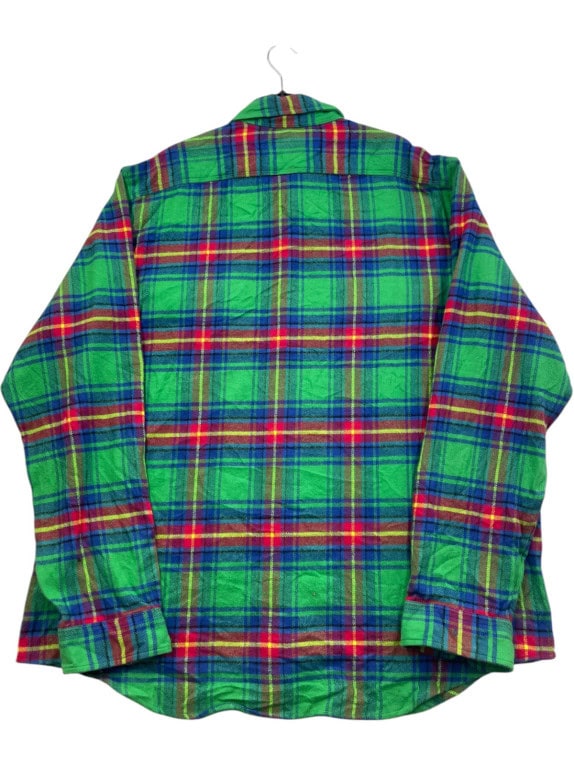 POLO RALPH LAUREN FLANNEL SHIRT CLASSIC PLAID GREEN MENS PRE OWNED XXL