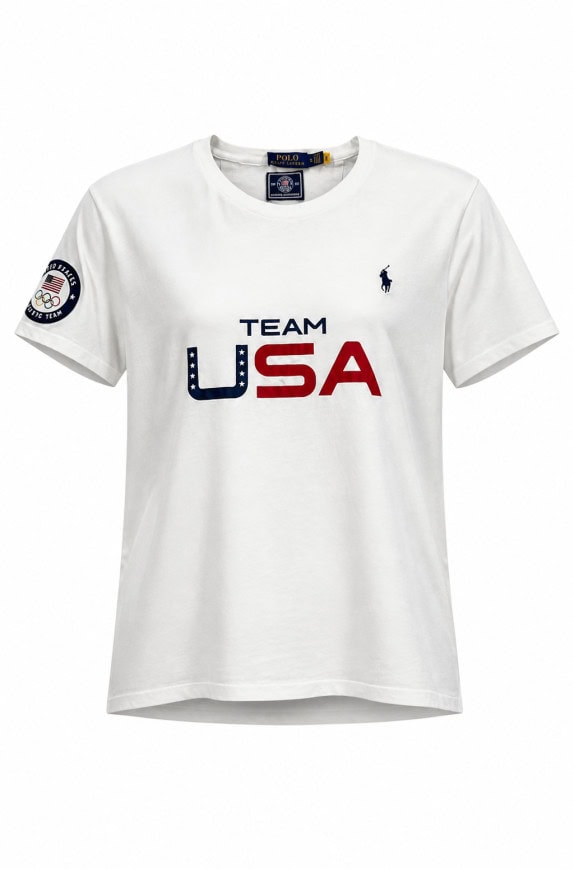 POLO RALPH LAUREN GRAPHIC TEE SPORTY WHITE MEN PRE OWNED L