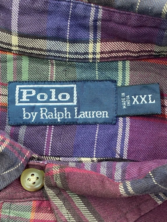 POLO RALPH LAUREN ΚΑΡΟ ΠΟΥΚΑΜΙΣΟ CLASSIC ΜΠΟΡΝΤΟ ΑΝΤΡΙΚΟ PRE OWNED XXL